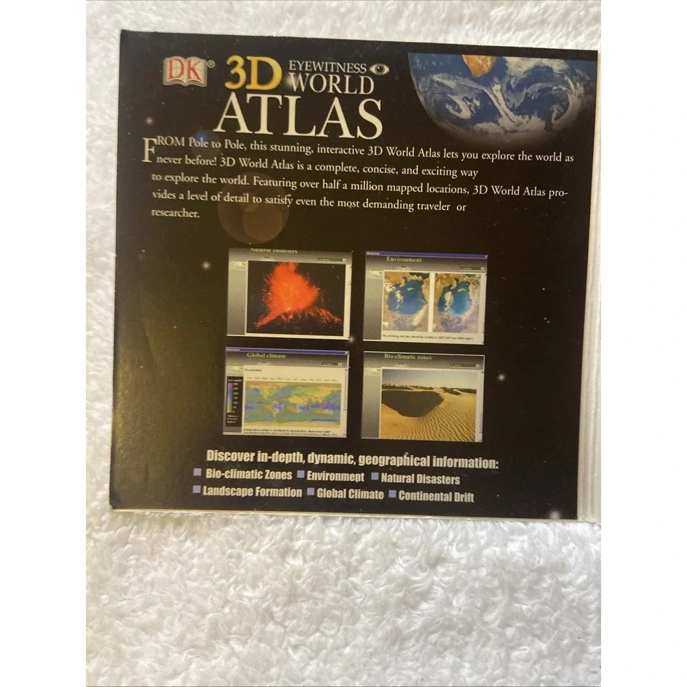 DK 3D World Atlas Eyewitness PC CD ROM VTG People Politics Climate Landscape